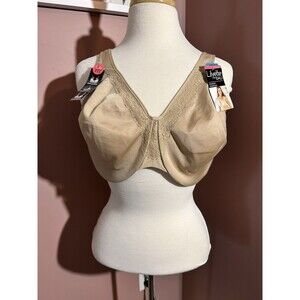 Lilyette By Bali Minimizer Underwire Bra 42DDD Lace Trim Unpadded Beige New